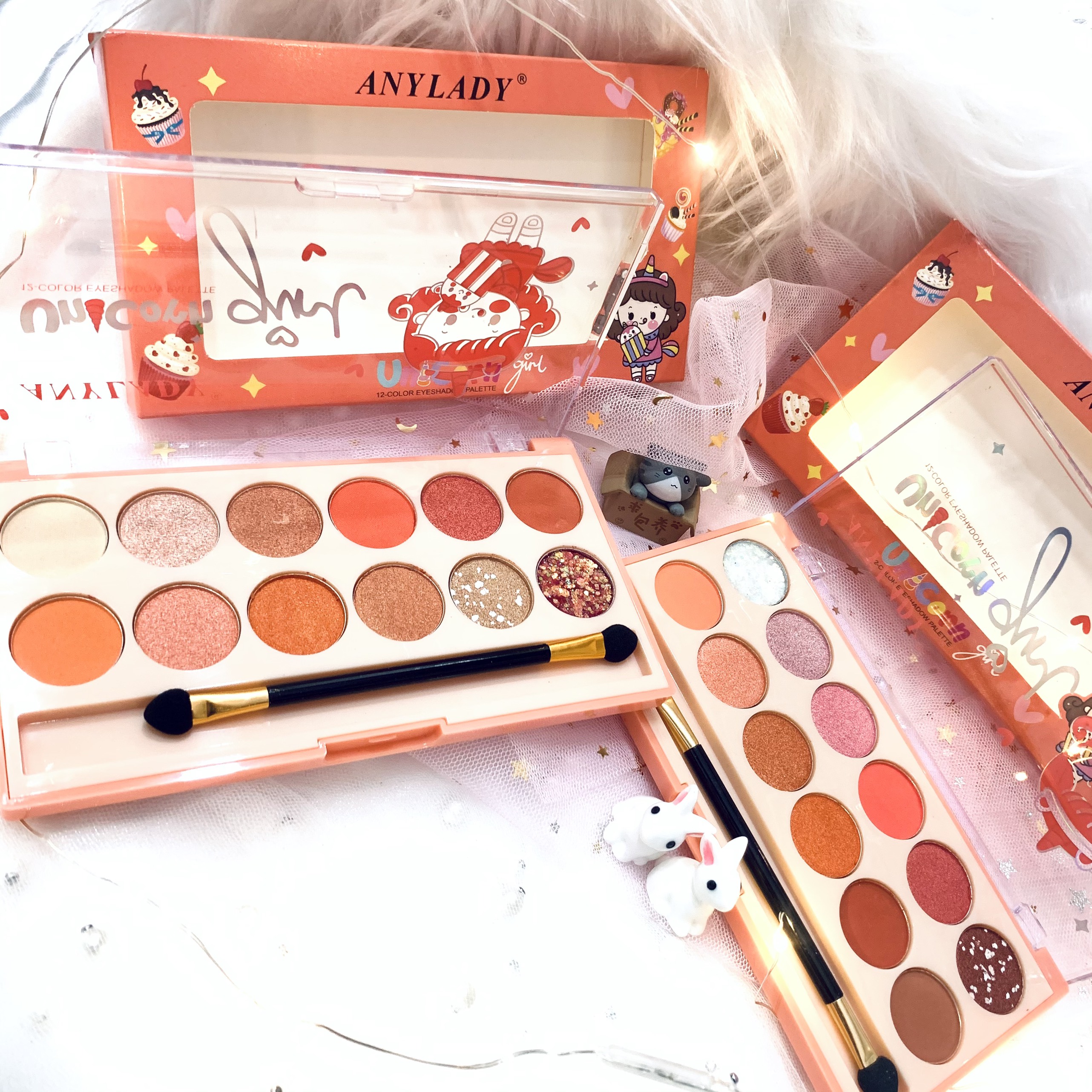 Phấn mắt 12 ô anylady unicorn girl có kèm cọ tán