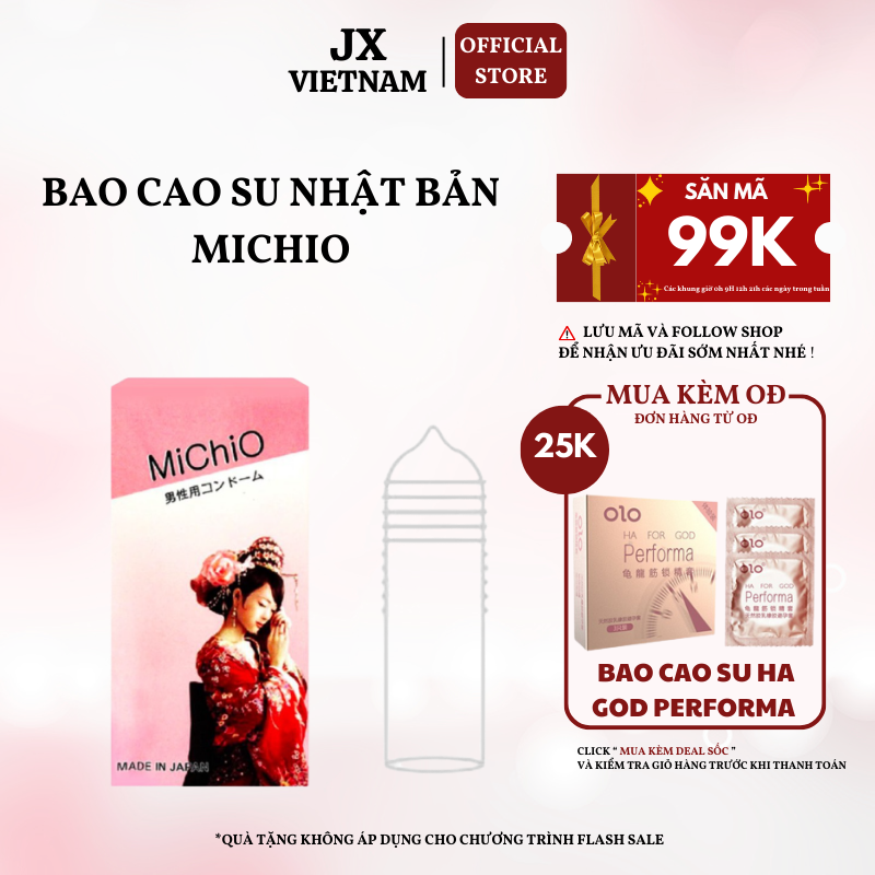 Bao Cao Su MICHIO,Nhật BẢN,(12bao/Hộp),BAO CAO SU MICHIO Gân gai,Không mùi,ôm gọn bó sát,Cảm xúc thăng hoa TH STORE 01