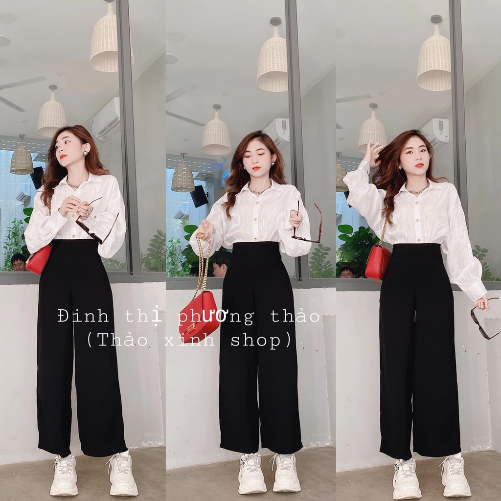 Set quần suông + sơ mi tay dài