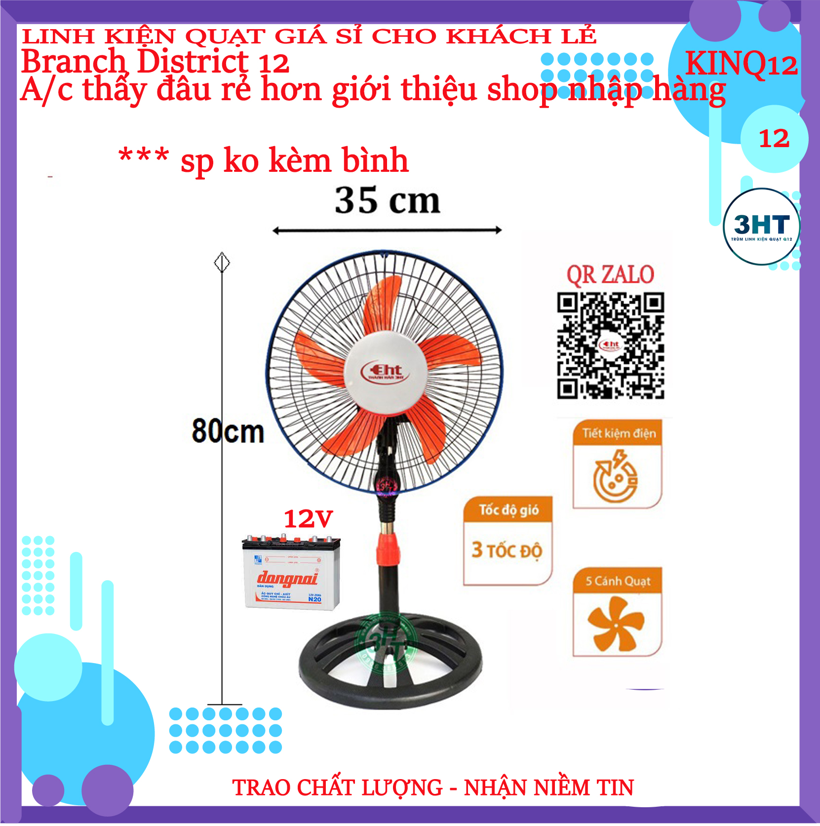 Quạt lỡ nhựa b3&b4 12v - rẻ vô địch