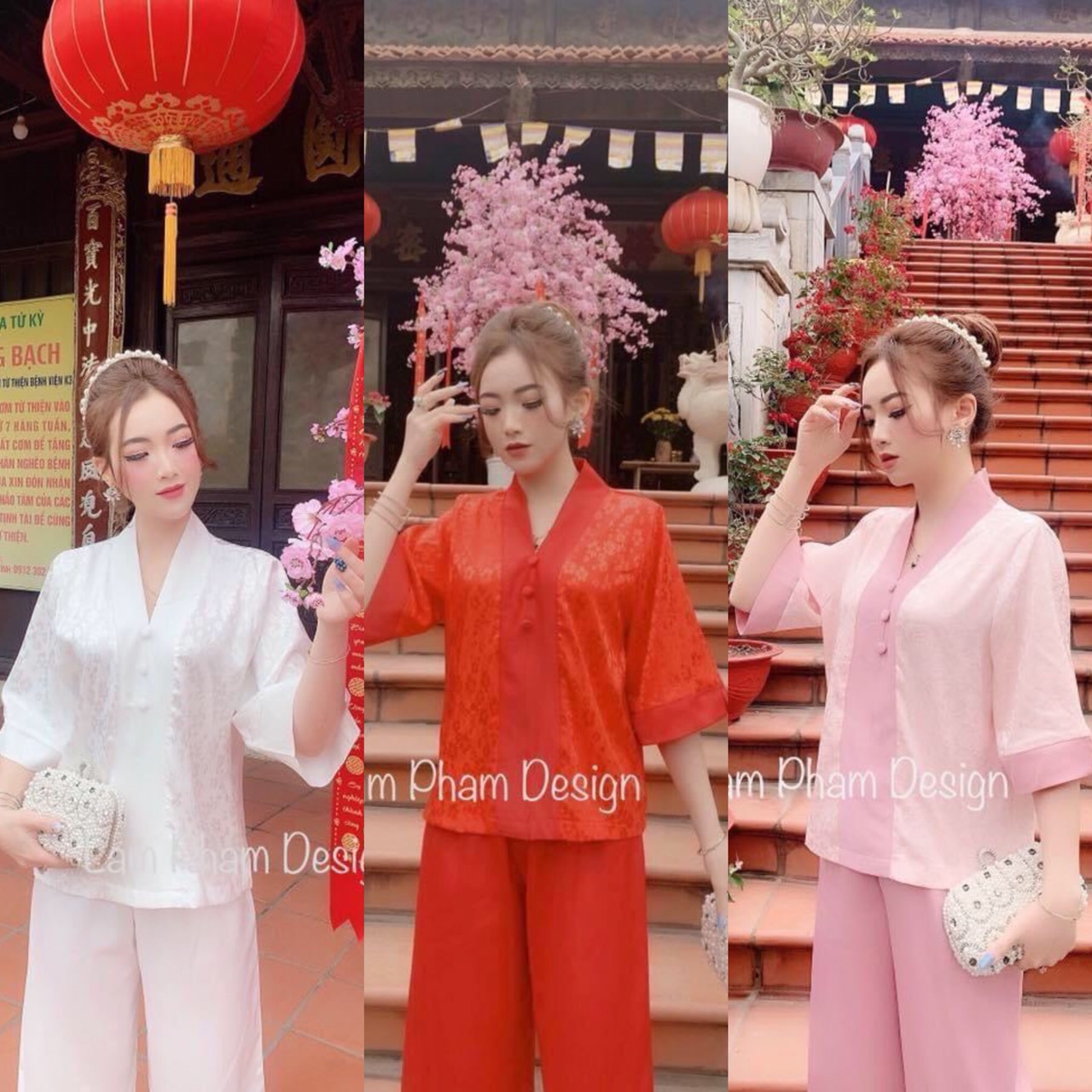 [HCM]Đồ Lam Đi Chùa bộ đi lễ gấm phối viền  Cao Cấp G1