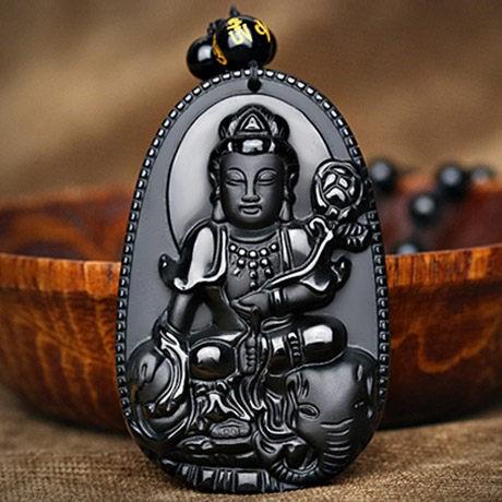 Dây Chuyền Phật Phổ Hiền Bồ Tát - Phật bản mệnh người tuổi Thìn Tỵ balck tặng dây đeo đá