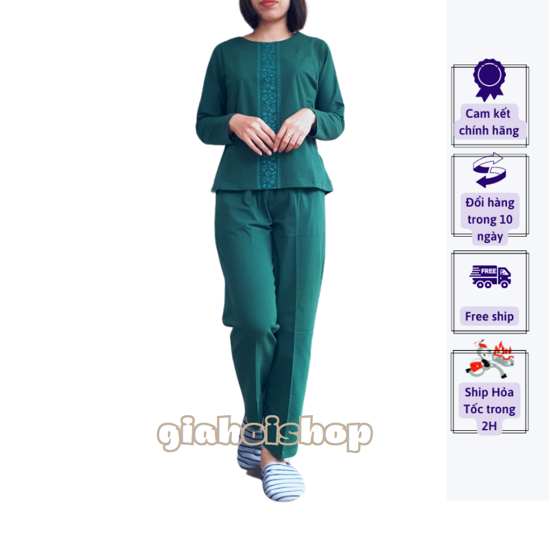 Bộ mặc nhà, bộ thu đông, đồ bộ trung niên thu đông Gia Hồi