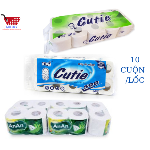 10 cuộn giấy vệ sinh cutie , an an có lõi