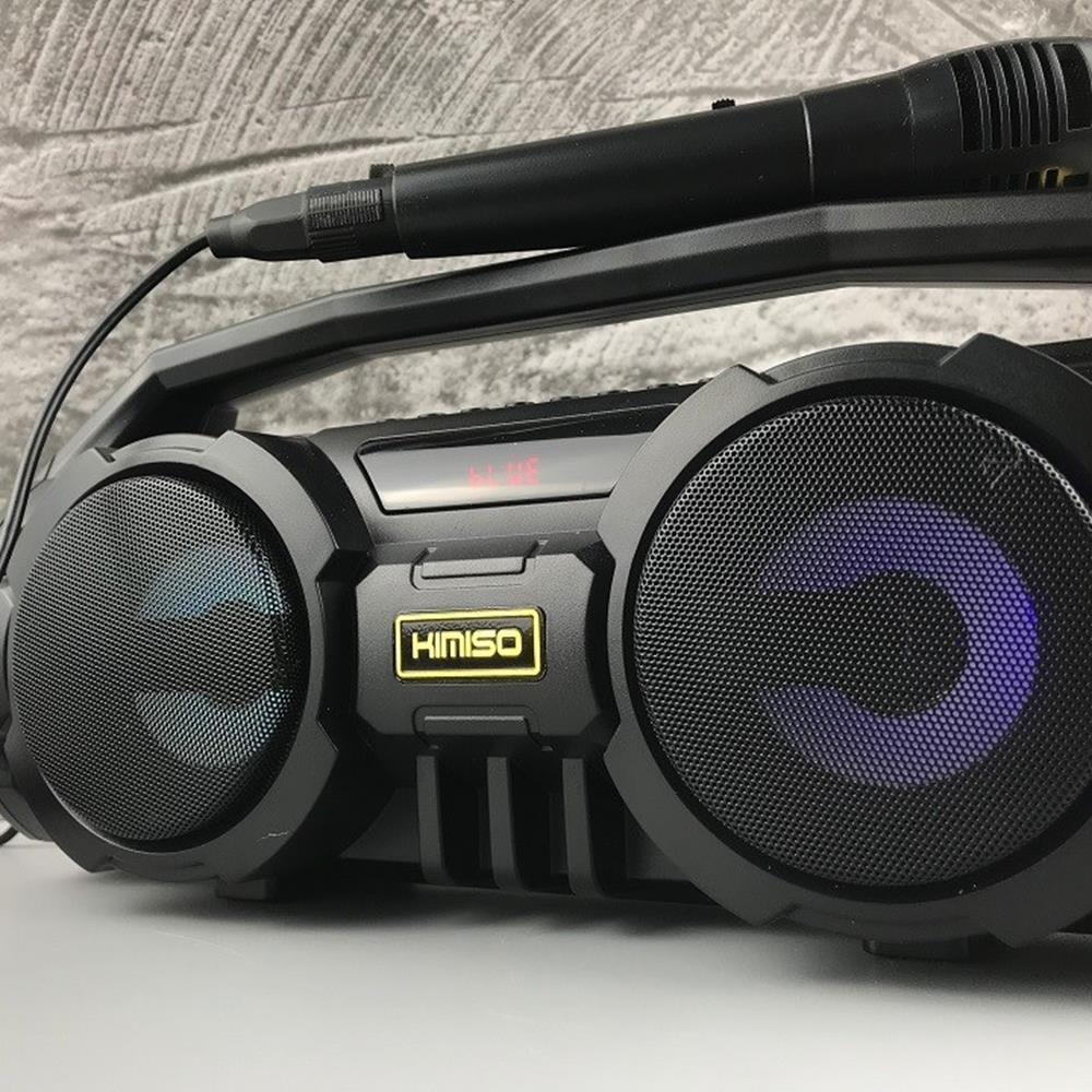 Loa Bluetooth Karaoke Kimiso KM-S2 (Đen) Tặng Kèm 1 Mic Hát Có Dây Cắm Trực Tiếp Siêu Bass Đèn Led Sống Động
