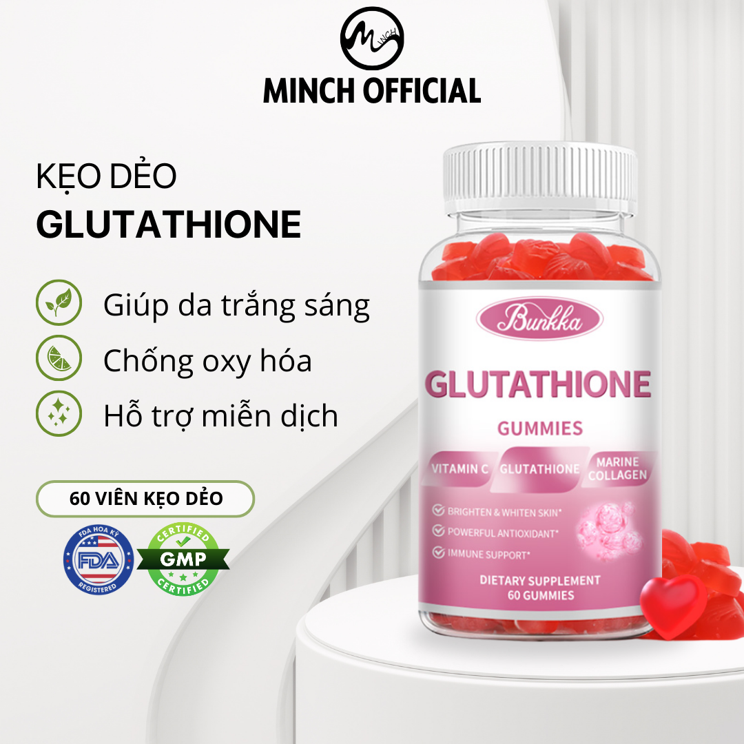 Viên trắng da Glutathione Collagen Bunkka 60 viên kẹo dẻo vitamin và collagen đẹp da chống lão hóa