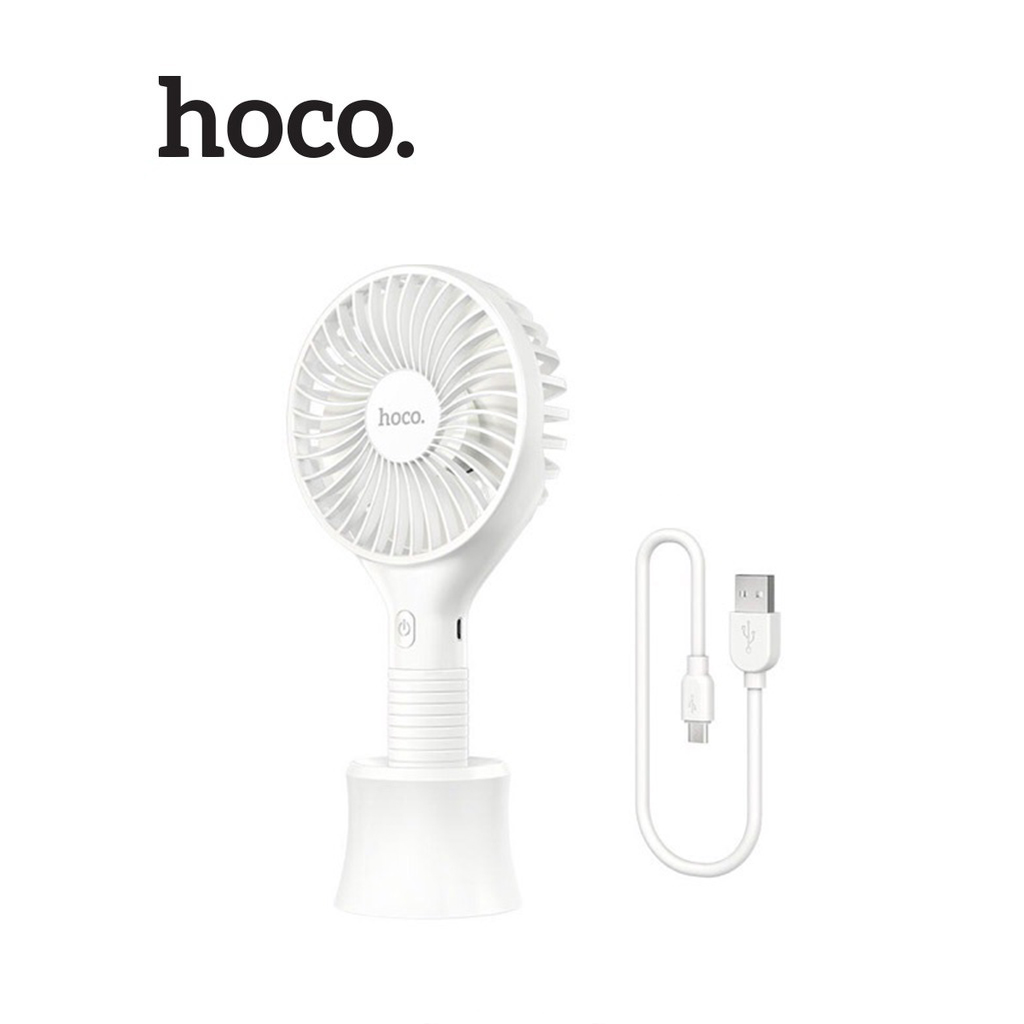 Quạt mini cầm tay Hoco F13 dung lượng pin 1500mAh thời gian sử dụng 3-5 giờ tích hợp dây cáp và giá đỡ