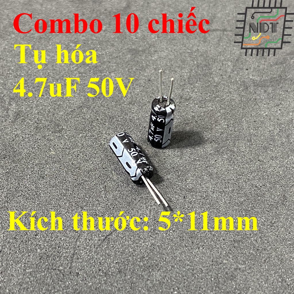 Combo 10 chiếc tụ hóa 4.7uf 50v