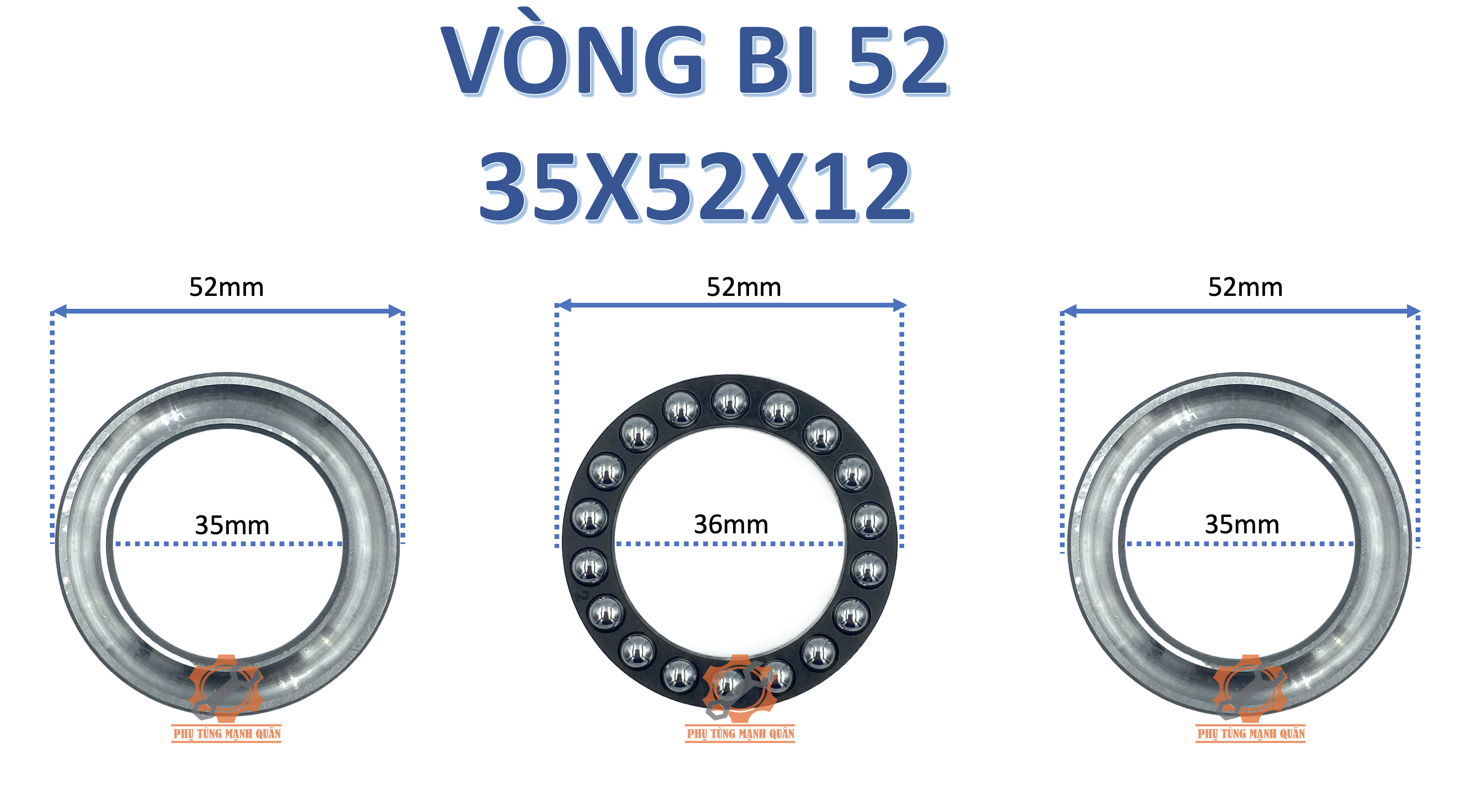 Bộ vòng bi lớn máy rửa xe cao áp gia đình loại 52/55/60