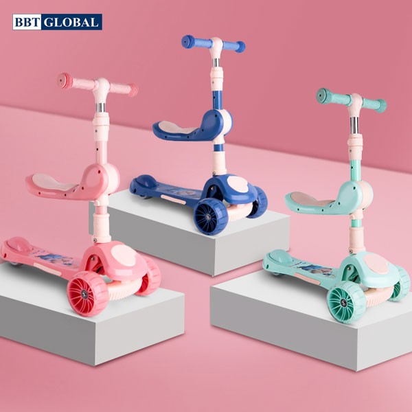 Xe trượt Scooter BBT Global 2 trong 1 SK1306N/ SK1306B có đèn và nhạc, đồ chơi vận động, đồ chơi thông minh, đồ chơi cho bé