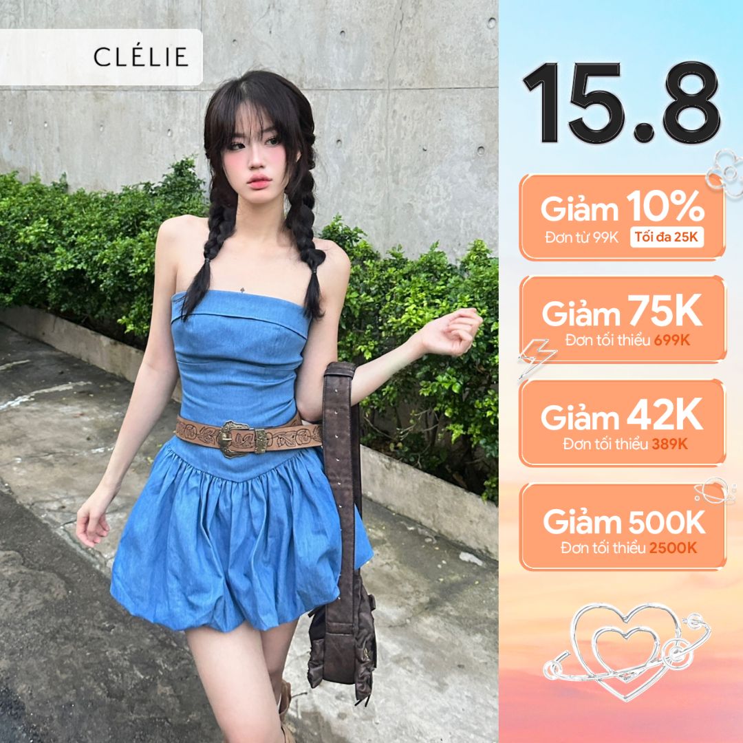 Đầm cúp ngực dáng bí denim | cilin dress - clélie