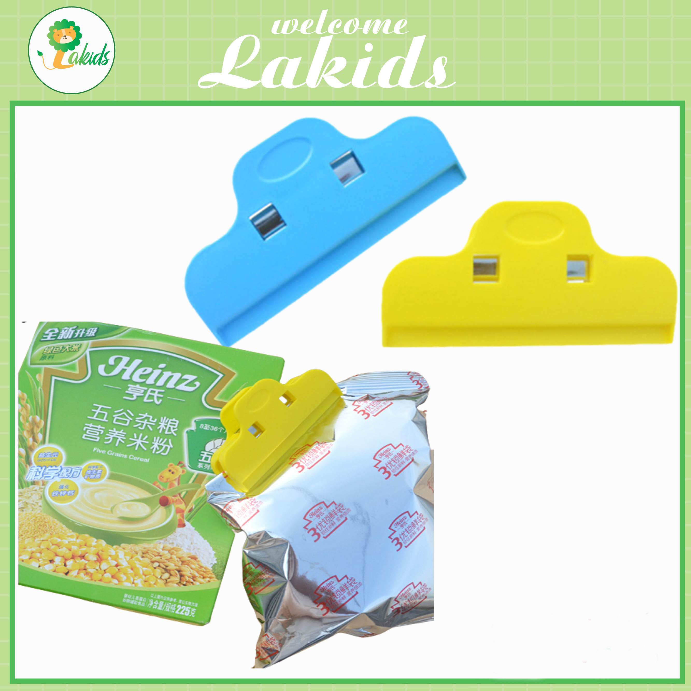 Kẹp niêm phong miệng túi thực phẩm đa năng bằng nhựa tiện lợi an toàn cho bé và gia đình LAKIDS