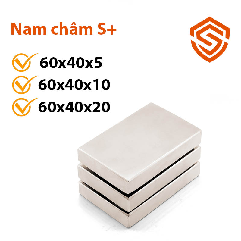Nam châm đất hiếm 60x40x5/10/20mm hình chữ nhật
