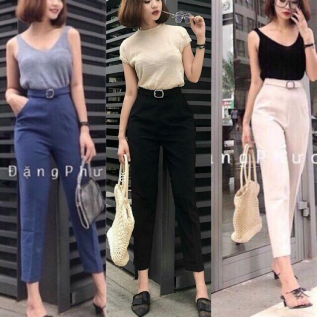 Quần Baggy Phối Đai vải dày đẹp, may cẩn thận, form chuẩn