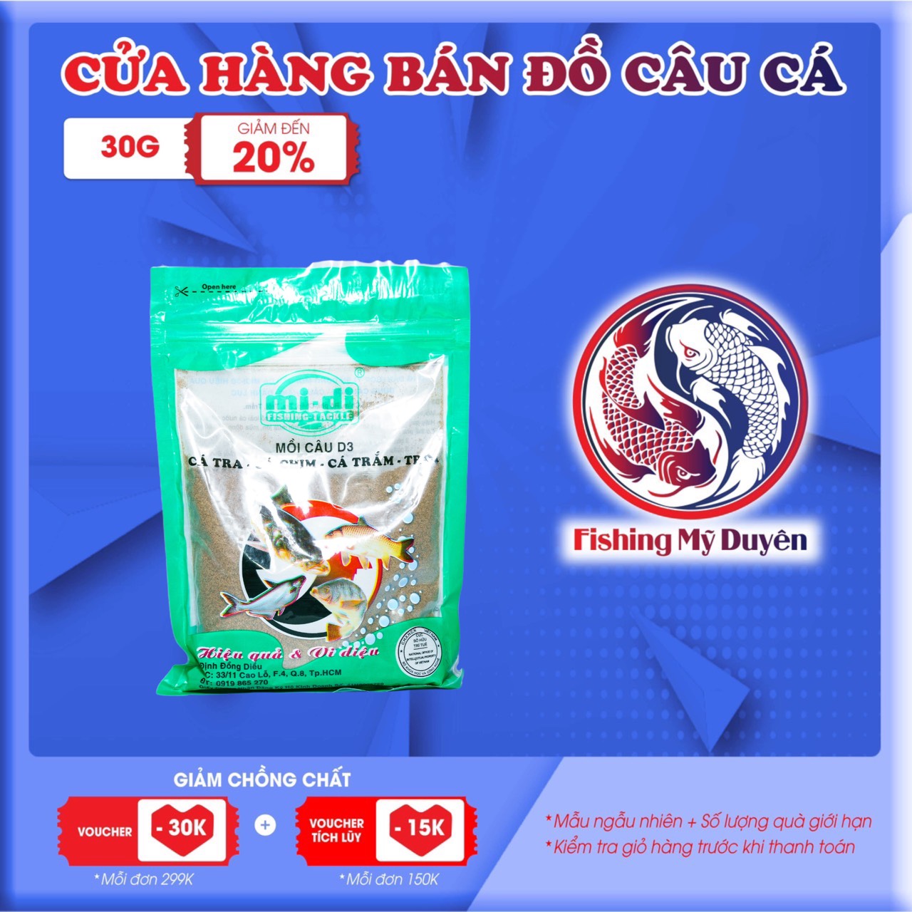 Mồi câu cá cám d3 định dồng diều siêu nhạy 250g
