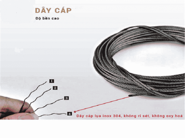Cuộn cáp giàn phơi thông minh dài 9m lắp cho trần cao