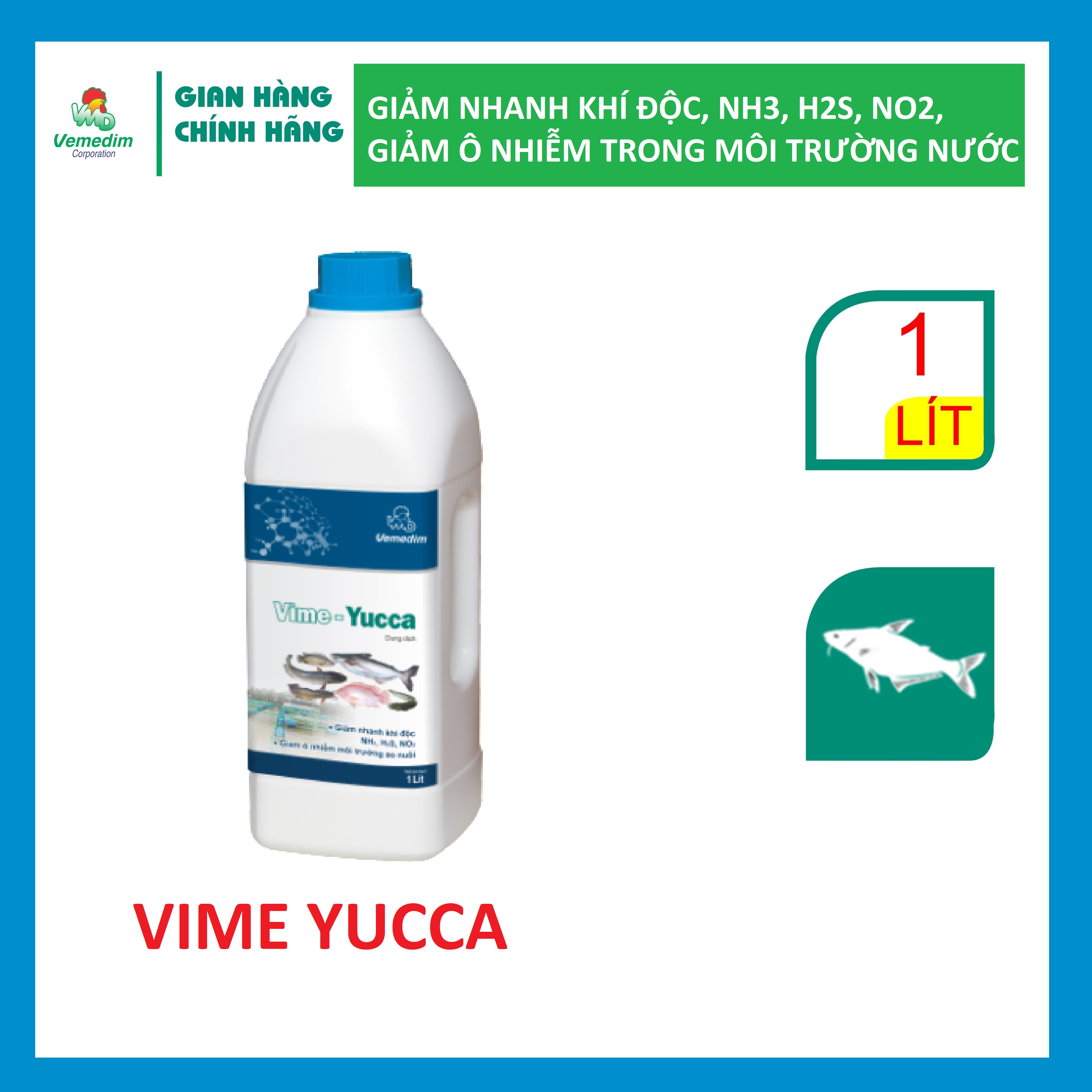 "Hoàn tiền đến 10%" Vemedim Vime yucca cá giúp giảm nhanh khí độc NH3, H2S, NO2, giảm ô nhiễm môi trường ao nuôi, chai 1lit