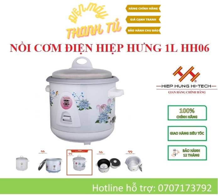 HH06 - NỒI CƠM ĐIỆN NẮP RỜI HIỆP HƯNG 1L (2-3 NGƯỜI ĂN) - BẢO HÀNH CHÍNH HÃNG 12 THÁNG