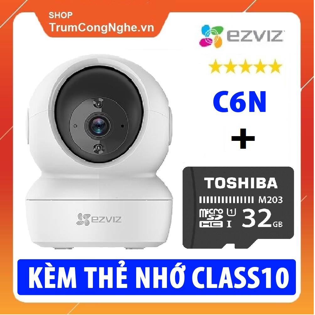 Camera wifi 1080p 2.0mp fullhd ezviz cs-cv246 c6n siêu nét kèm thẻ nhớ 32gb class10