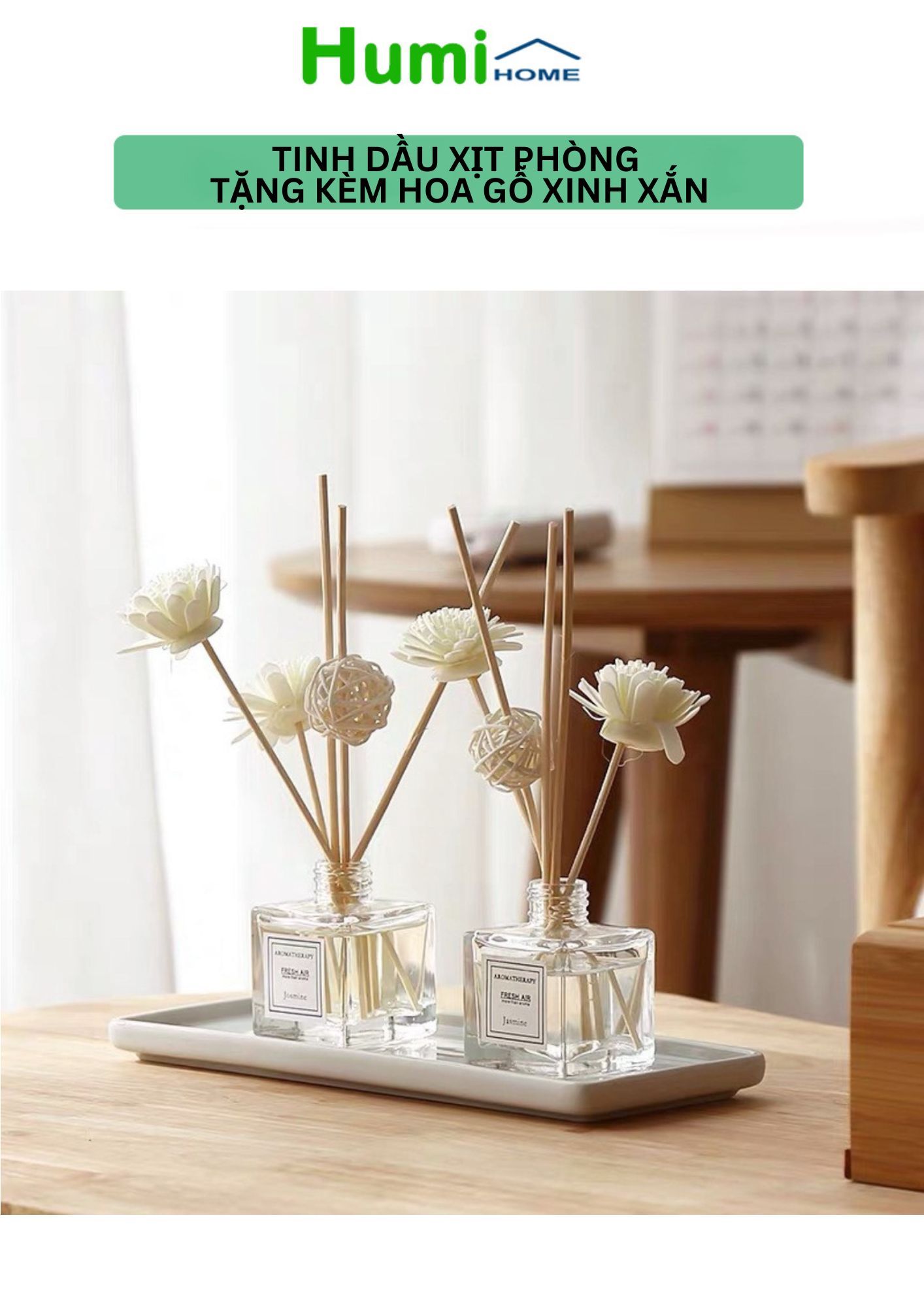 Tinh dầu nước hoa thơm phòng - lọ tinh dầu thơm để phòng tặng kèm hoa khô xinh xắn
