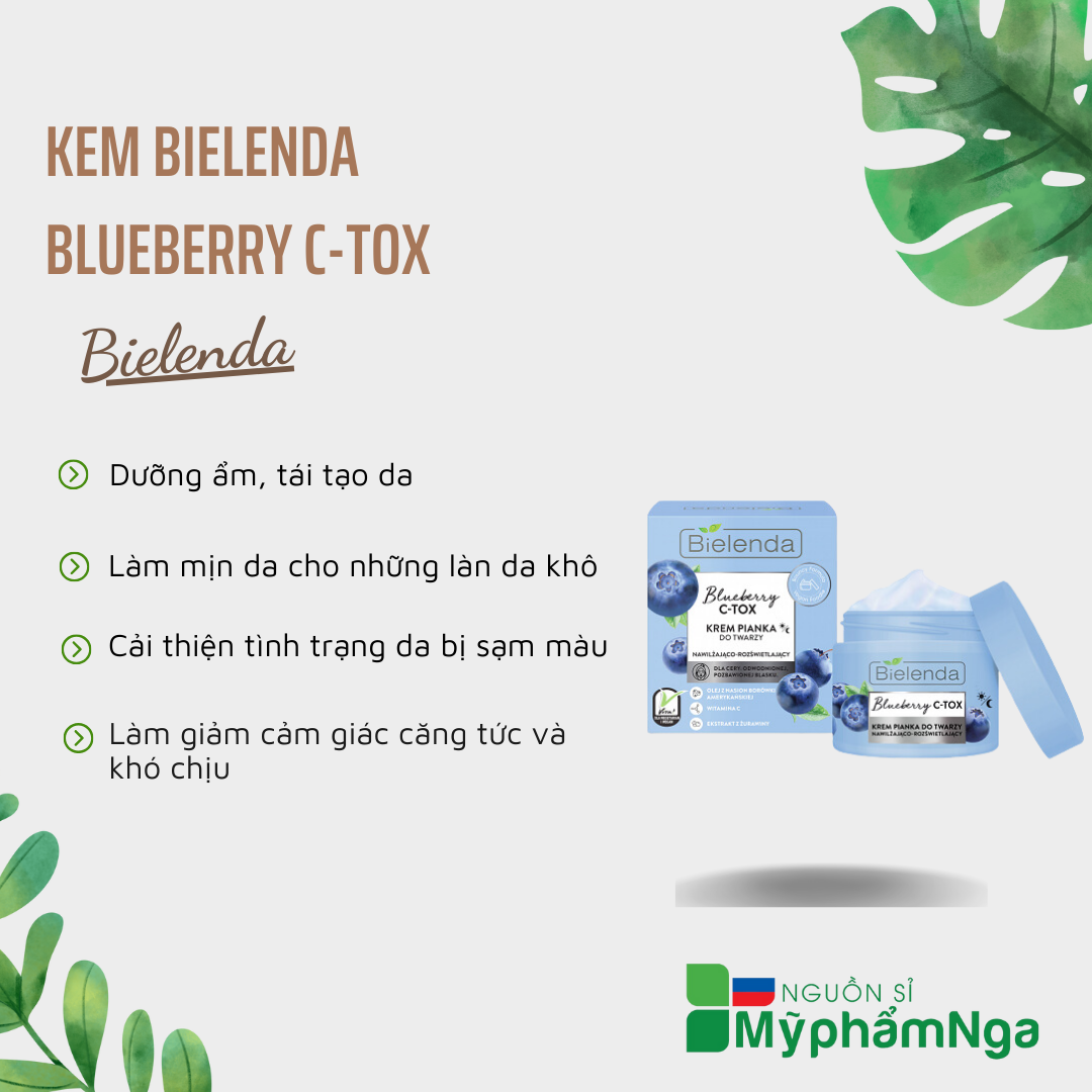 Kem Bielenda Blueberry C-TOX Trắng sáng da dưỡng ẩm