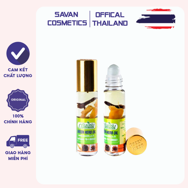 1 Chai Dầu Lăn Thảo Dược Nhân Sâm Green Herb Oil 8ml Thái Lan