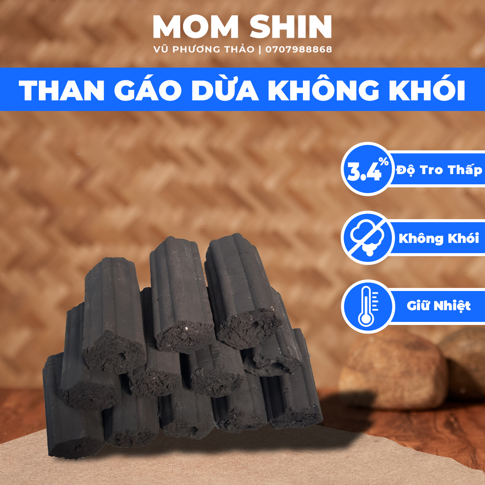 Than gáo dừa MOM SHIN, than xông sau sinh, than không khói, than gáo dừa, than hơ ở cử, than hơ bà đẻ, than hơ sau sinh