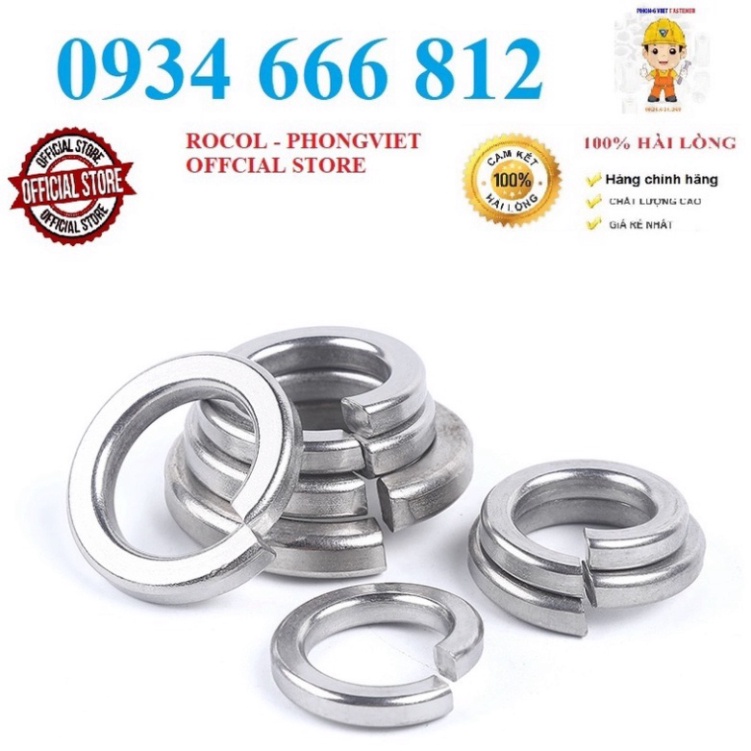 Combo 50c long đen vênh inox 201 m3,m4, m5, m6, m8, m10