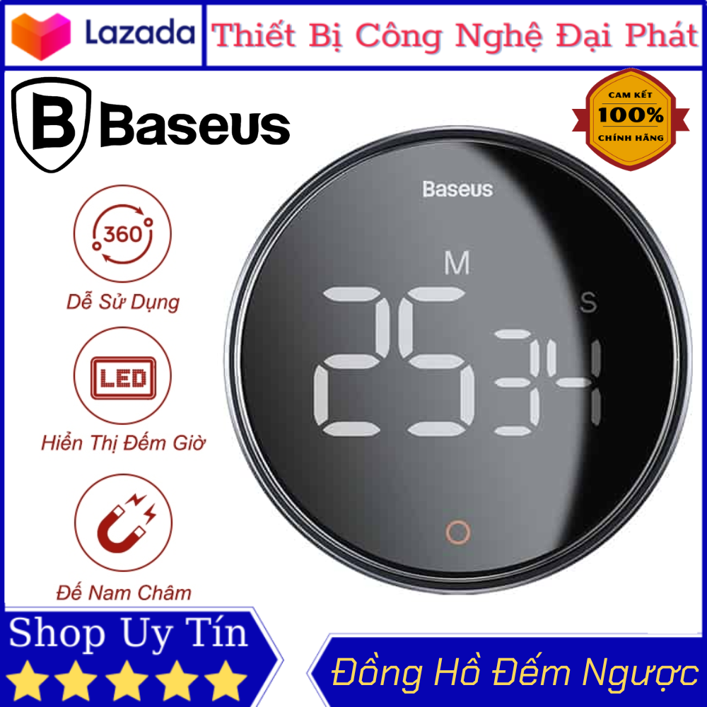 Đồng Hồ Đếm Ngược Baseus Timer Pro - Màn Hình LED - Đế Nam Châm - Có Báo Âm Thanh