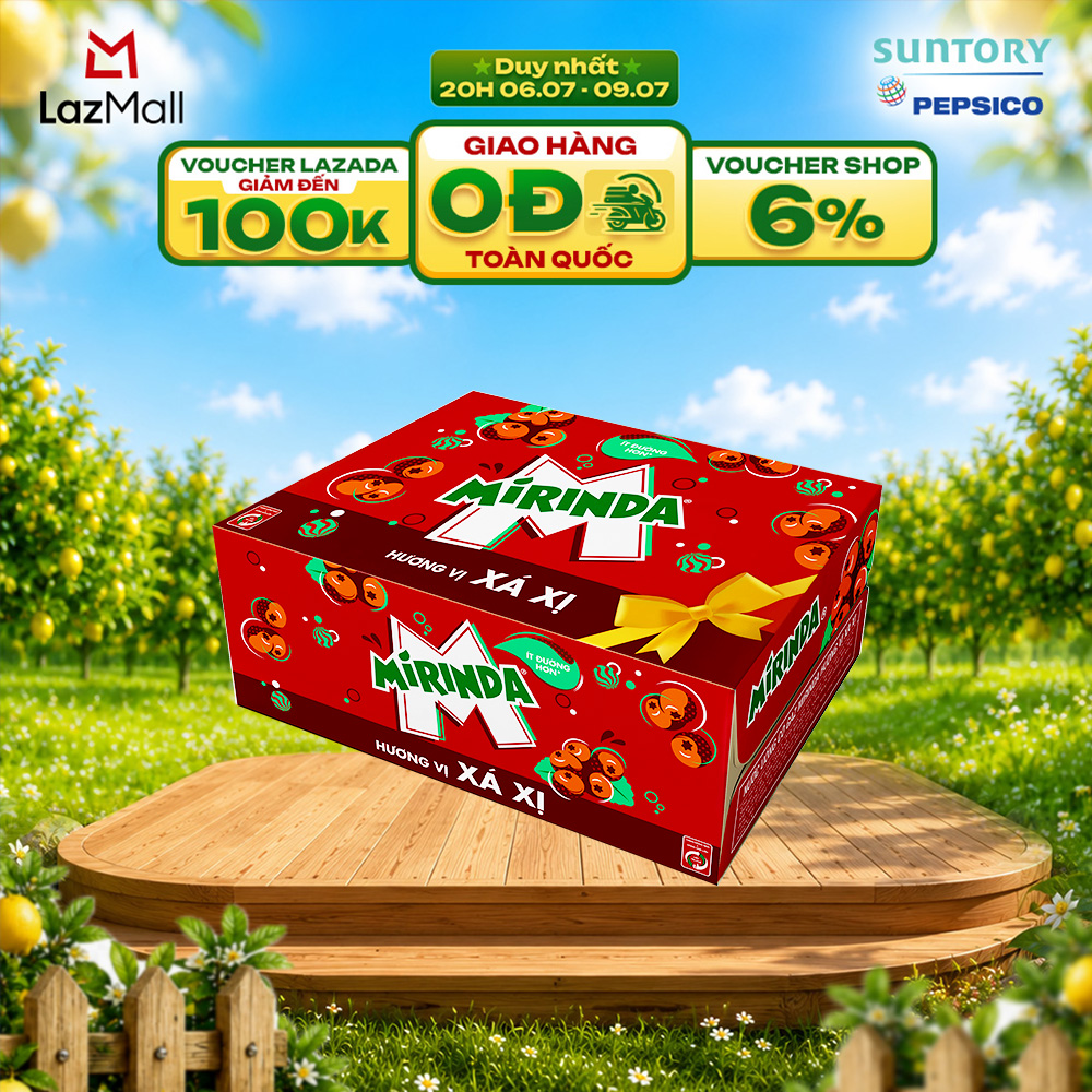 [SALE 7.7] Thùng Nước Ngọt Giải Khát Có Gaz Mirinda Xá Xị (320ml/lon)