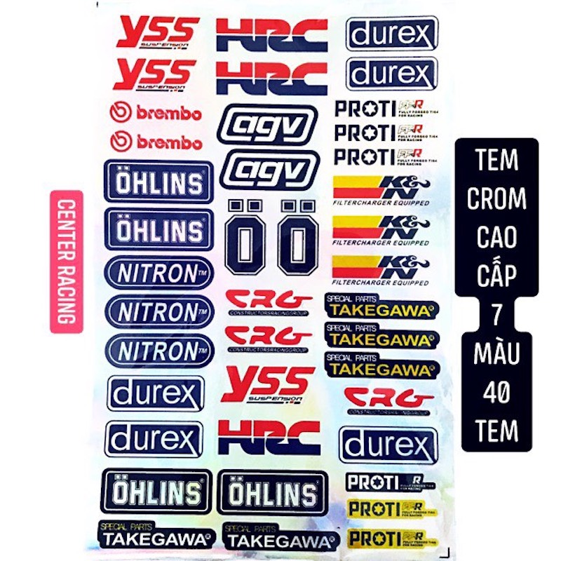 [HCM][ 7 Màu Crom ] Bộ Tem Mạ Crom 7 Màu 40 Tem Trong 1 Tấm