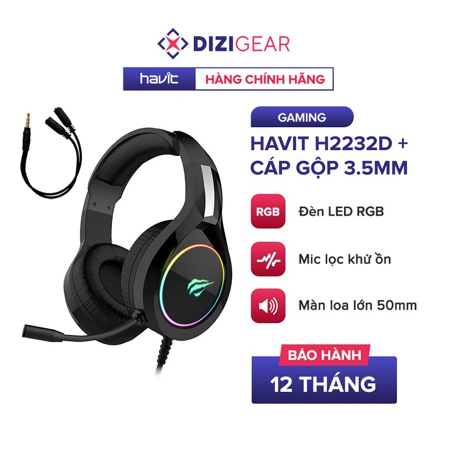 [HCM]Tai Nghe Gaming Havit H2232D Hỗ Trợ LED RGB Tương Thích Với PC/ PS4/ XBOX/ Điện Thoại/ Máy Tính Bảng