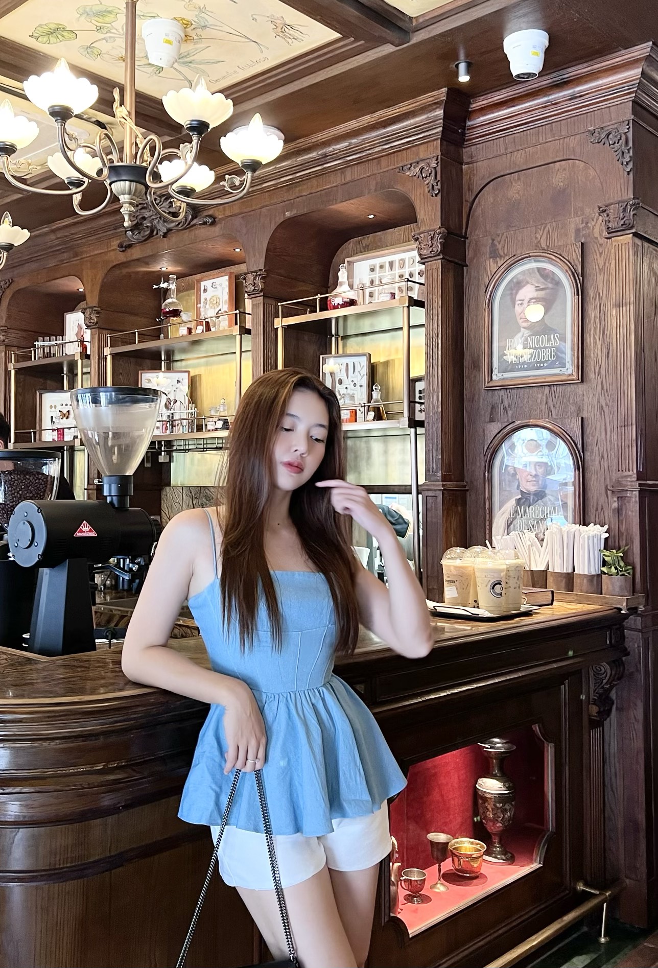 Erica shirt - áo jean xanh nhạt cúp ngang - orli lable