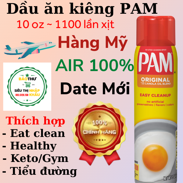 Dầu ăn kiêng pam original canola oil 10 oz