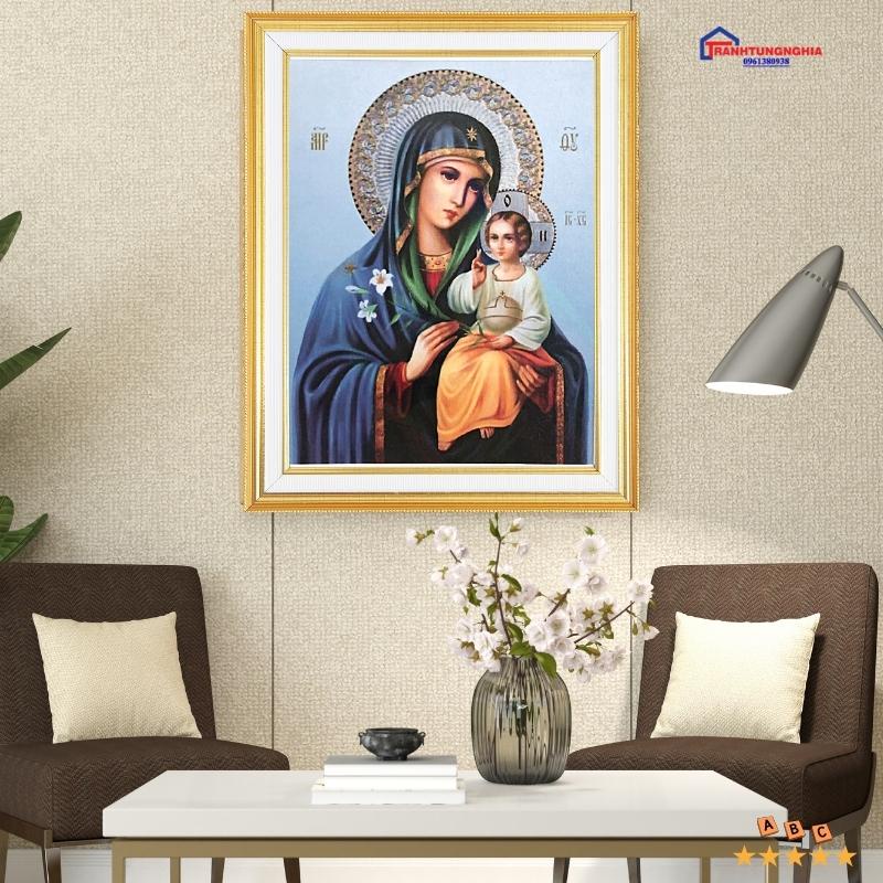 Tranh đính đá ABC đức mẹ hằng cứu giúp 70cm x 55cm