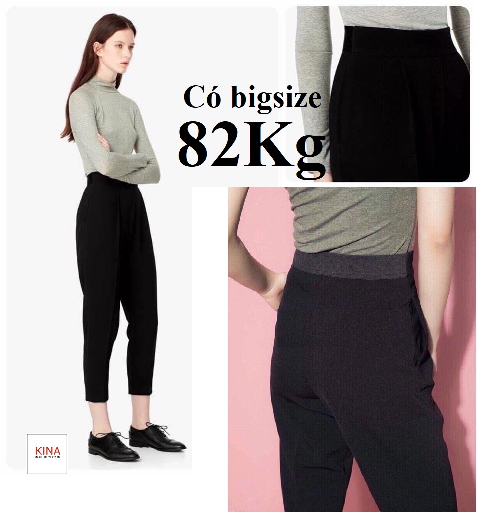 QUẦN TÂY BAGGY LƯNG THUN PHÍA SAU, KHÓA BÊN SƯỜN, màu đen có Bigsize 85Kg cho người béo