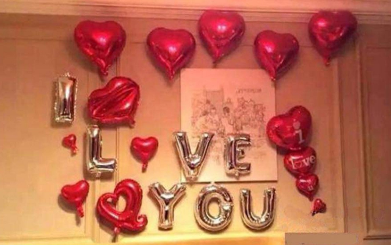 set bóng trang trí ngày kỷ niệm , tỏ tình, cầu hôn I LOVE YOU LÃNG MẠN