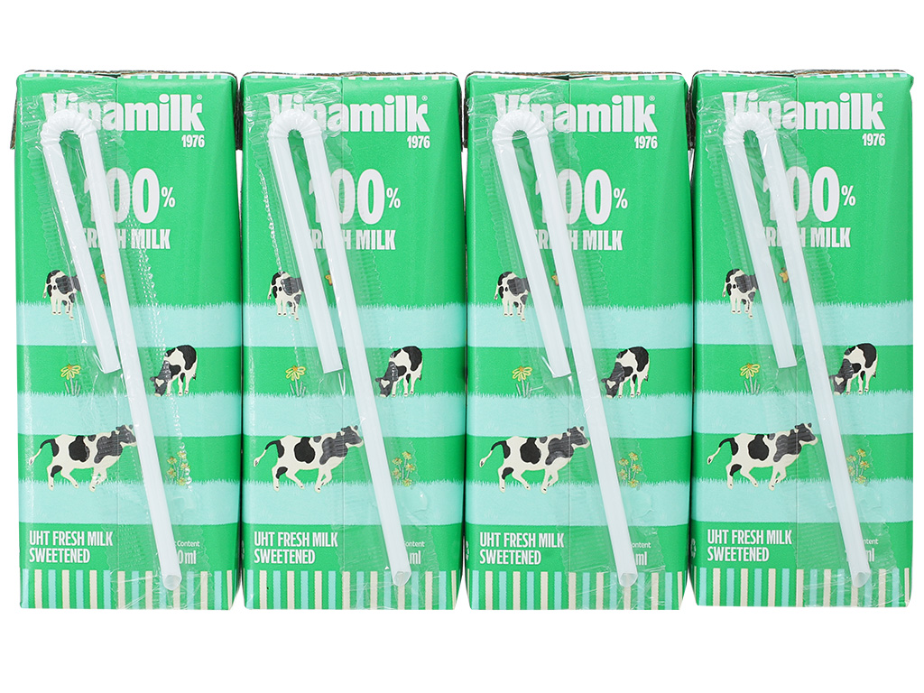 Lốc 4 hộp sữa tươi Vinamilk 100% sữa tươi các loại