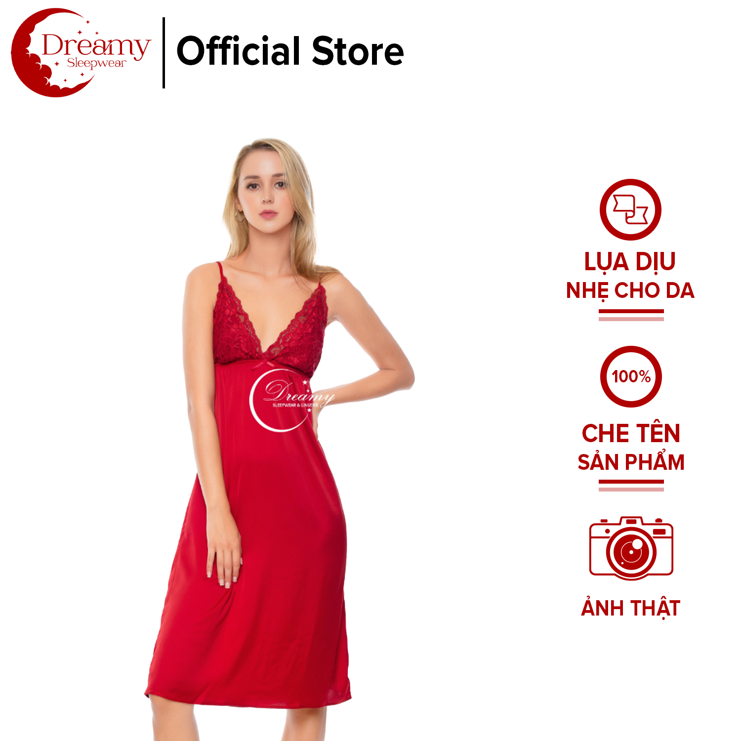 Váy ngủ sexy quyến rũ, váy ngủ 2 dây lụa mặc ở nhà cho nữ,Đồngủ sexy,Đồngủ hai dây ,đồ ngủ n, váy ngủ nữ 2 dây dáng dài cúp ngực phối ren mềm mại màu đỏ đô Dreamy VD01-70