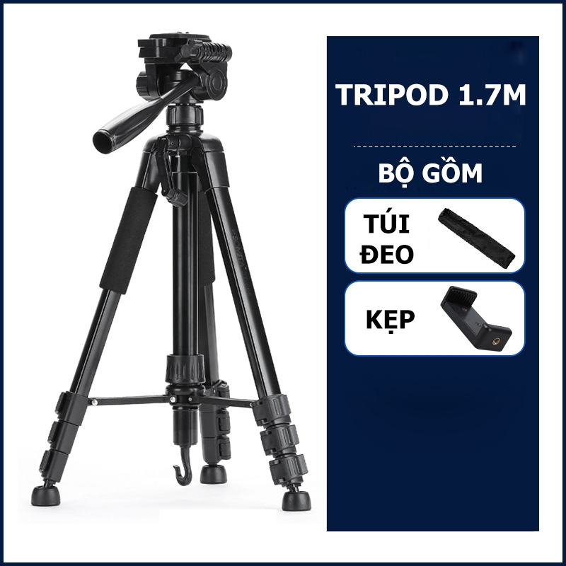 Tripod Điện Thoại Đa Năng 360 Độ Chân Máy Quay Video Chụp Ảnh Livestream - Chắc Chắn Cao 170cm - Chịu Tải 4kg