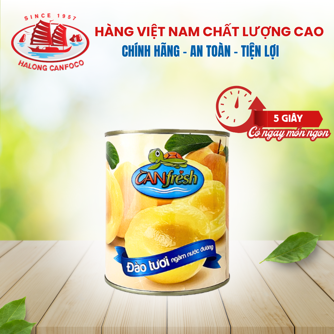 Đào Ngâm Nước Đường CANfresh 820g - Đồ Hộp Hạ Long