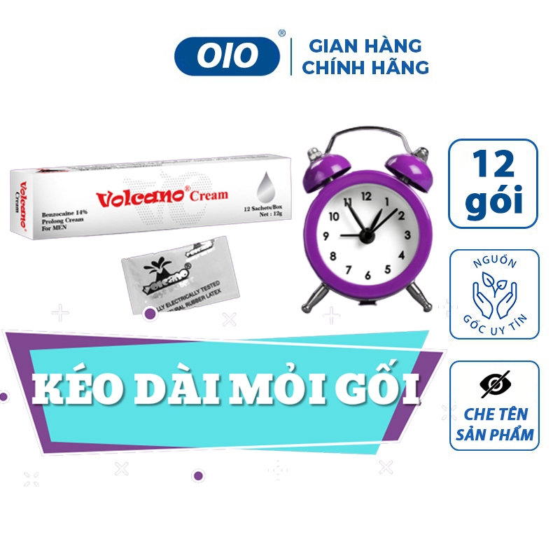 Gel bôi trơn Volcano 14% Benzocain hộp 12 gói 1g hỗ trợ chống xuất tinh sớm kéo dài quan hệ cho nam giới