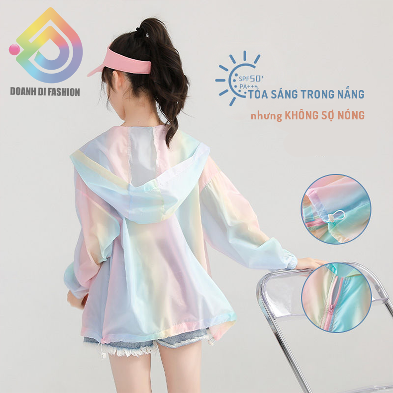 Áo khoác siêu nhẹ cho bé gái, áo gió che nắng, áo chóng nắng, thời trang trẻ em