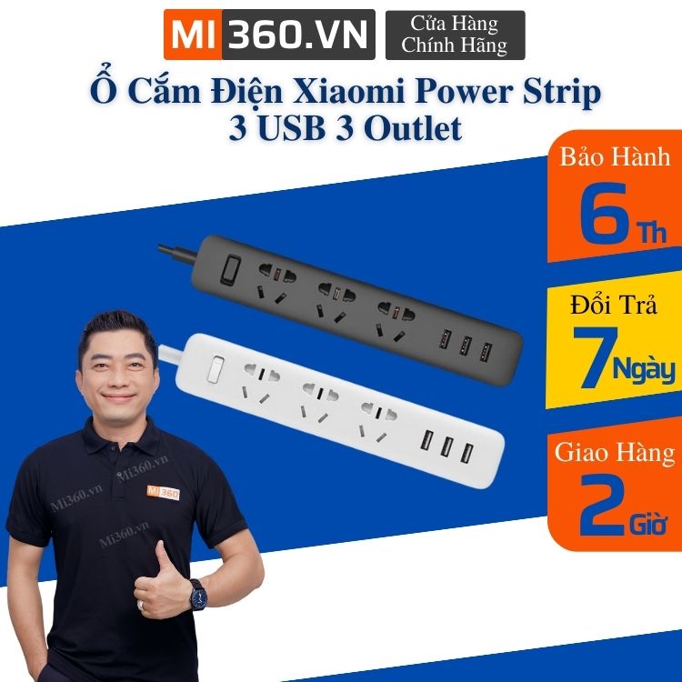 Ổ cắm điện xiaomi power strip 3 usb 3 outlet