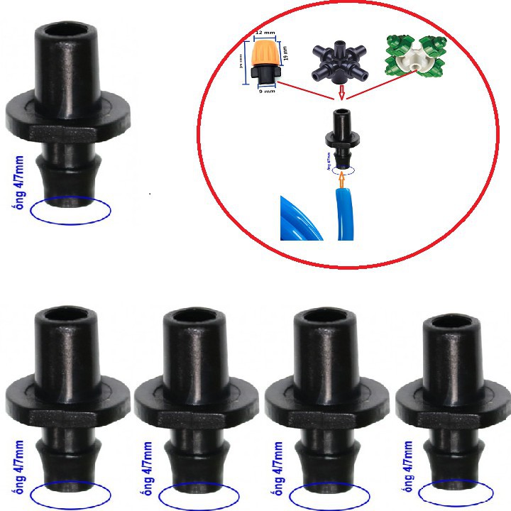 Set 10 đầu khởi thuỷ nối 1 đầu ngạnh 6mm để lắp ráp vòi phun sương nhựa