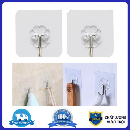 2 Móc Dán Tường Trong Suốt Siêu Dính