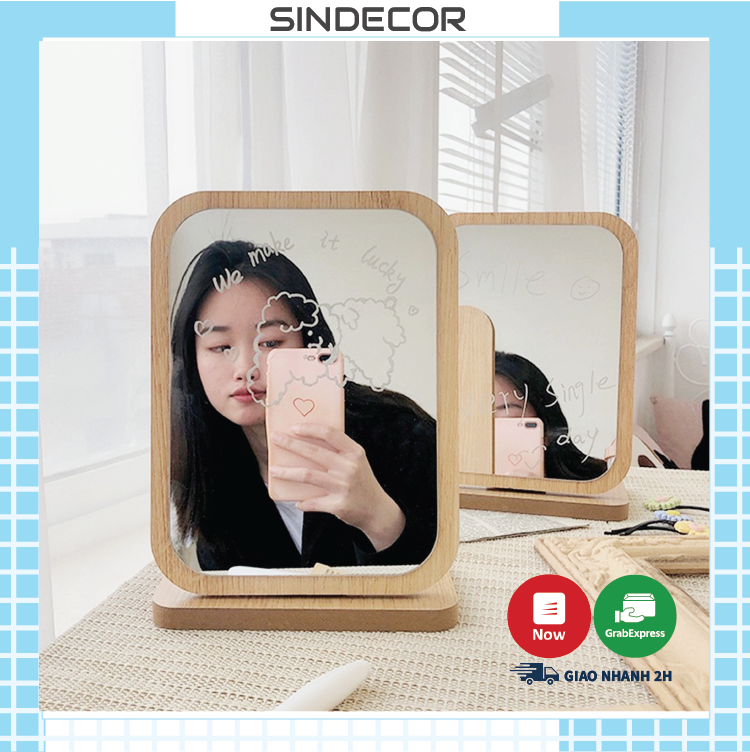 Gương soi trang điểm gỗ để bàn - gương để bàn- sn03 - sindecor