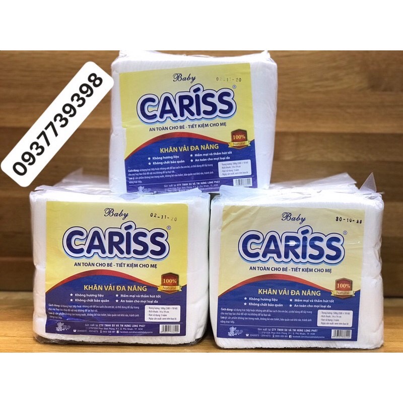 Khăn vải khô đa năng Baby Cariss 500 tờ x 19cm
