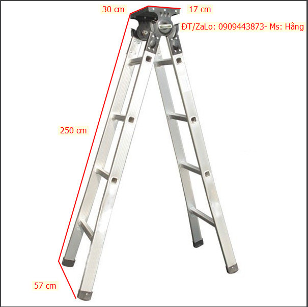 Thang nhôm chữ a cao cấp 2.5m - mã: thh25t-