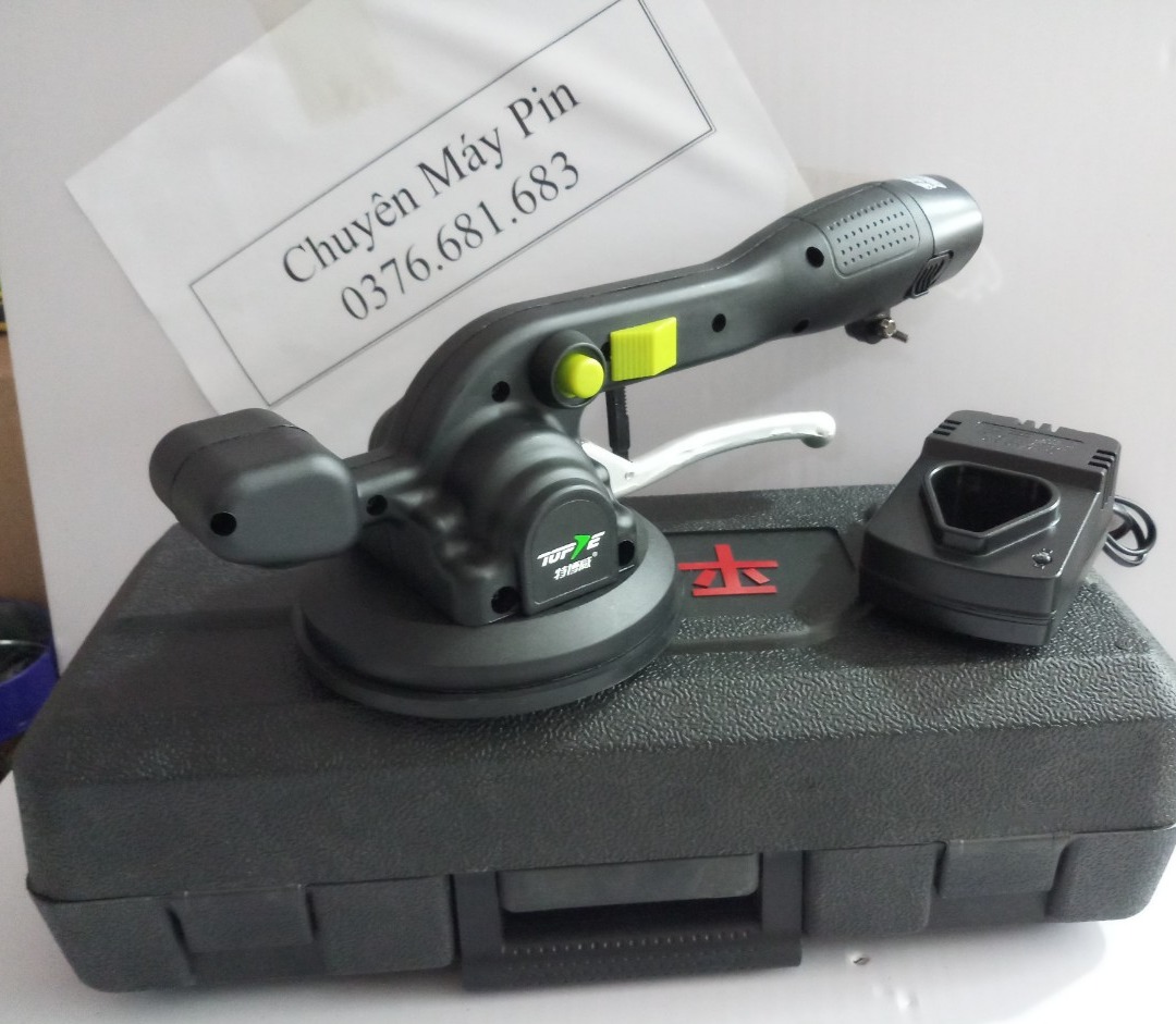 Máy Ốp Lát Gạch Dùng Pin TOFTE 2 Chức Năng-Đầm Rung Hít Gạch 6 Cấp Độ